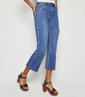 Image of Blue Rinse Wash Kick Flare Jeans New Look