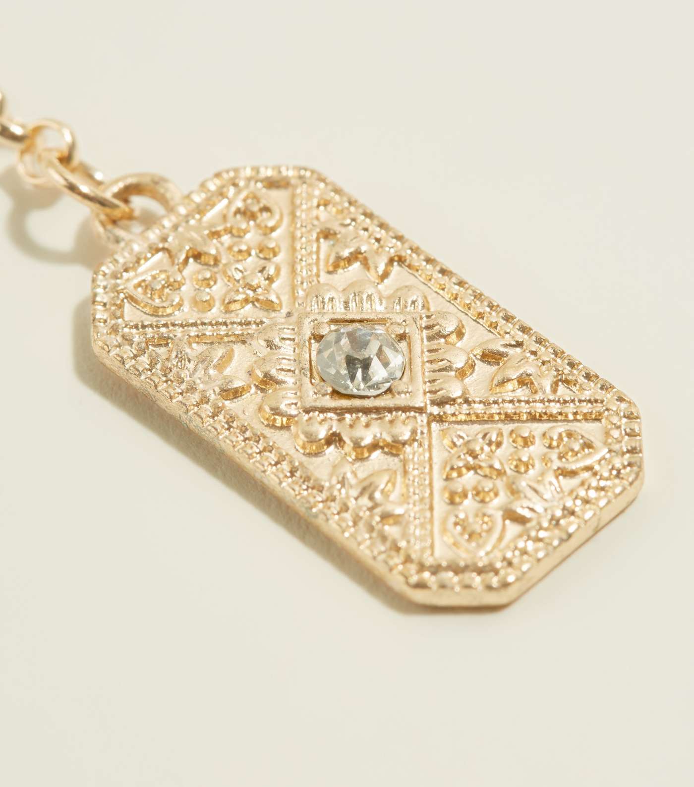 Gold  Layered Embossed Charm Necklace Image 3