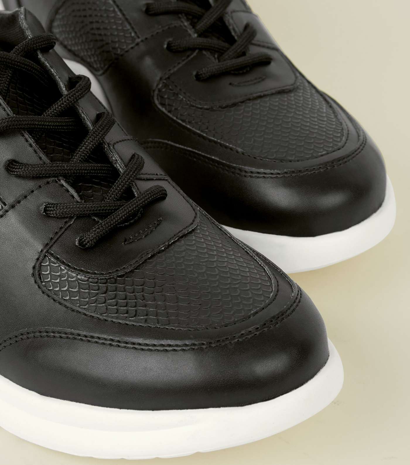 Black Panelled Curved Sole Chunky Trainers Image 4