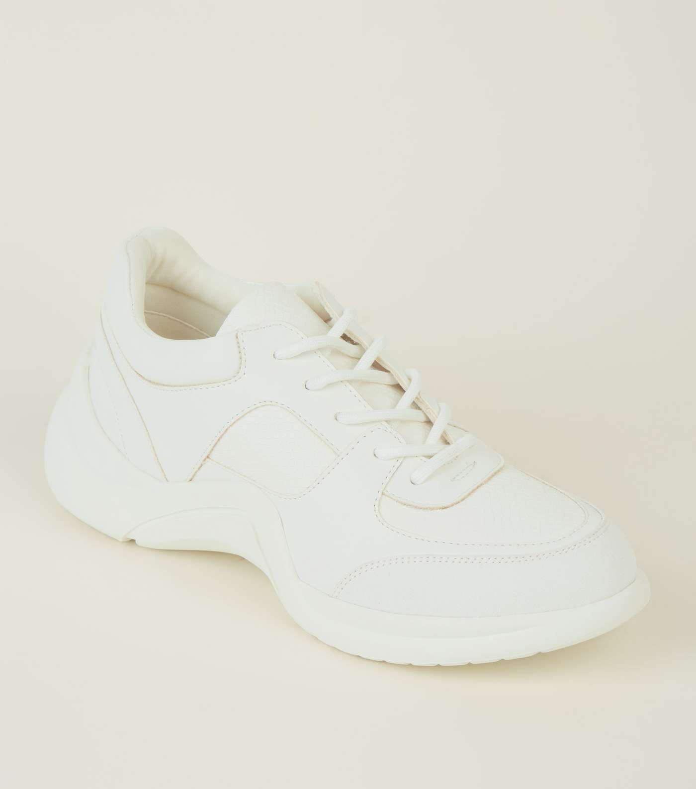 White Panelled Curved Sole Chunky Trainers