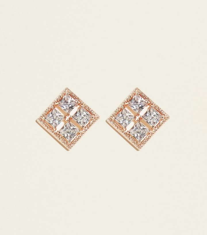 Rose Gold Cubic Zirconia Square Stud Earrings Add To Saved Items Remove From Rose Gold Cubic Zirconia Square Stud Earrings Add To Saved Items Remove From