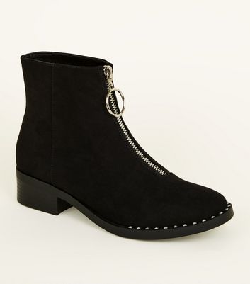 new look zip front ankle boots