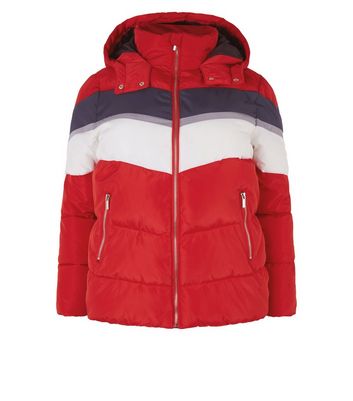 new look puffer jacket red