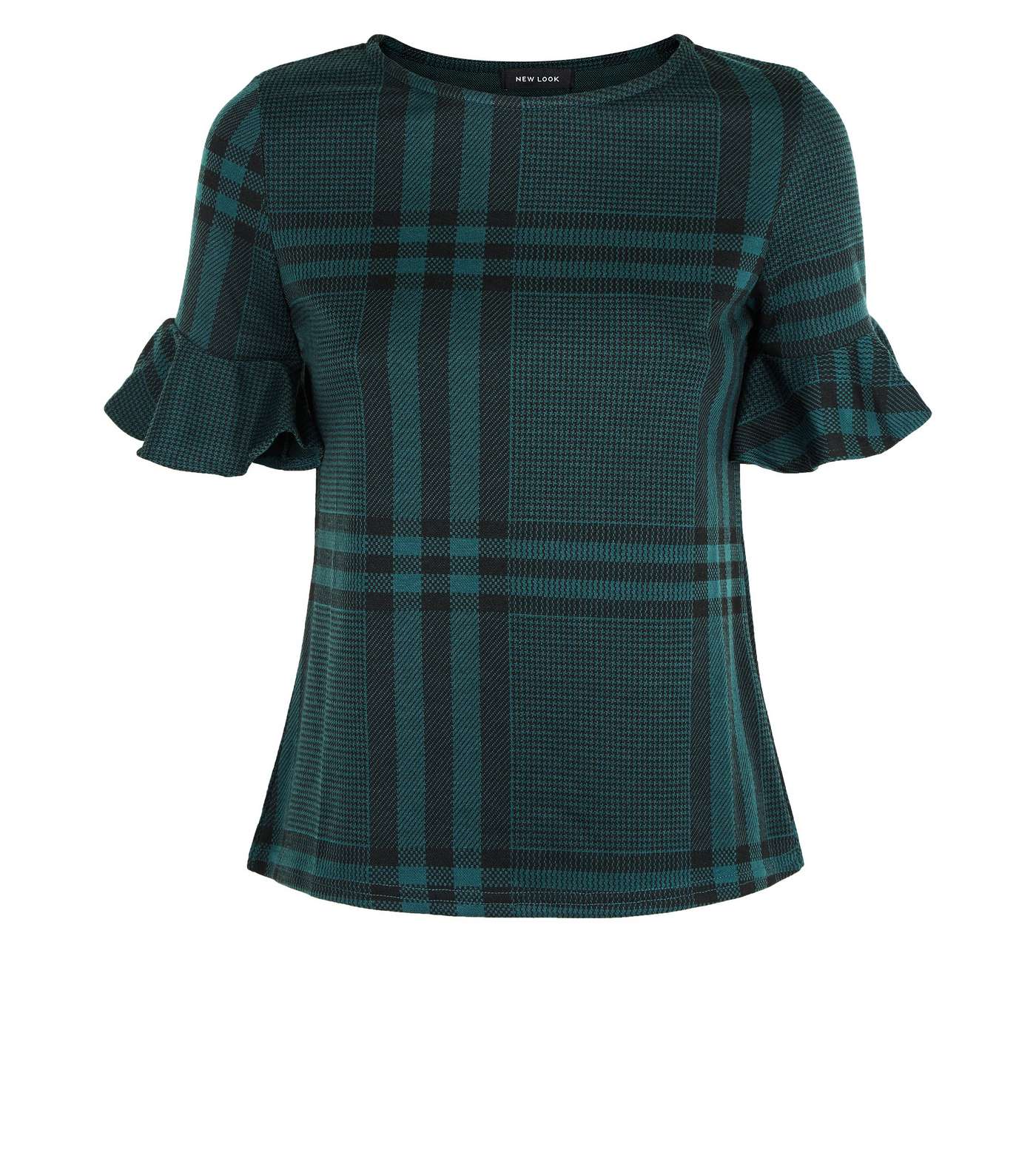 Dark Green Check Bell Sleeve T-Shirt Image 4