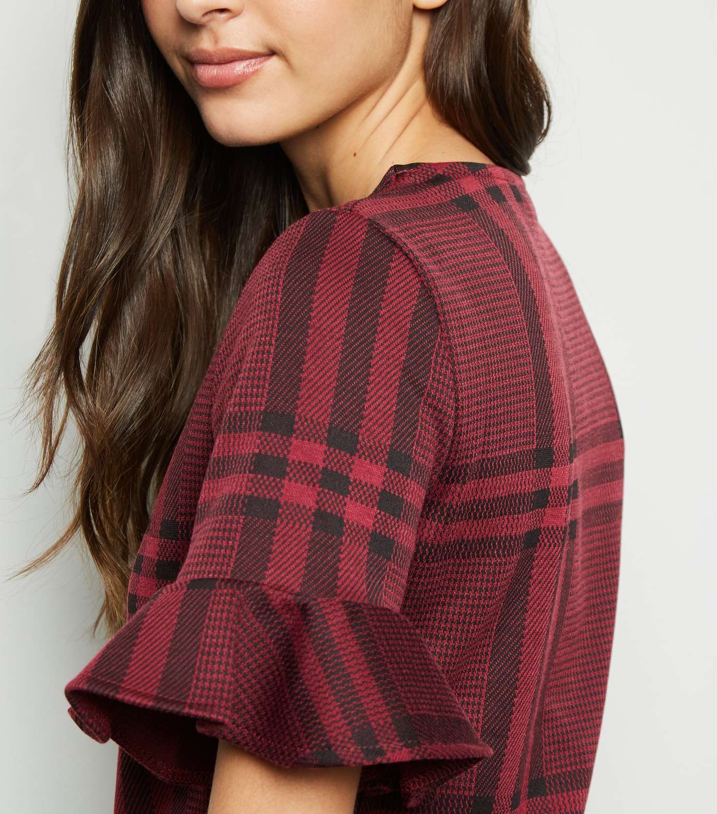 Red Check Bell Sleeve T-Shirt Image 2