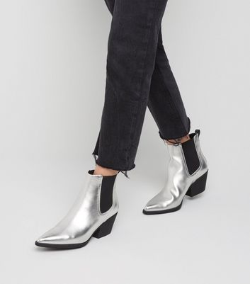 womens silver chelsea boots