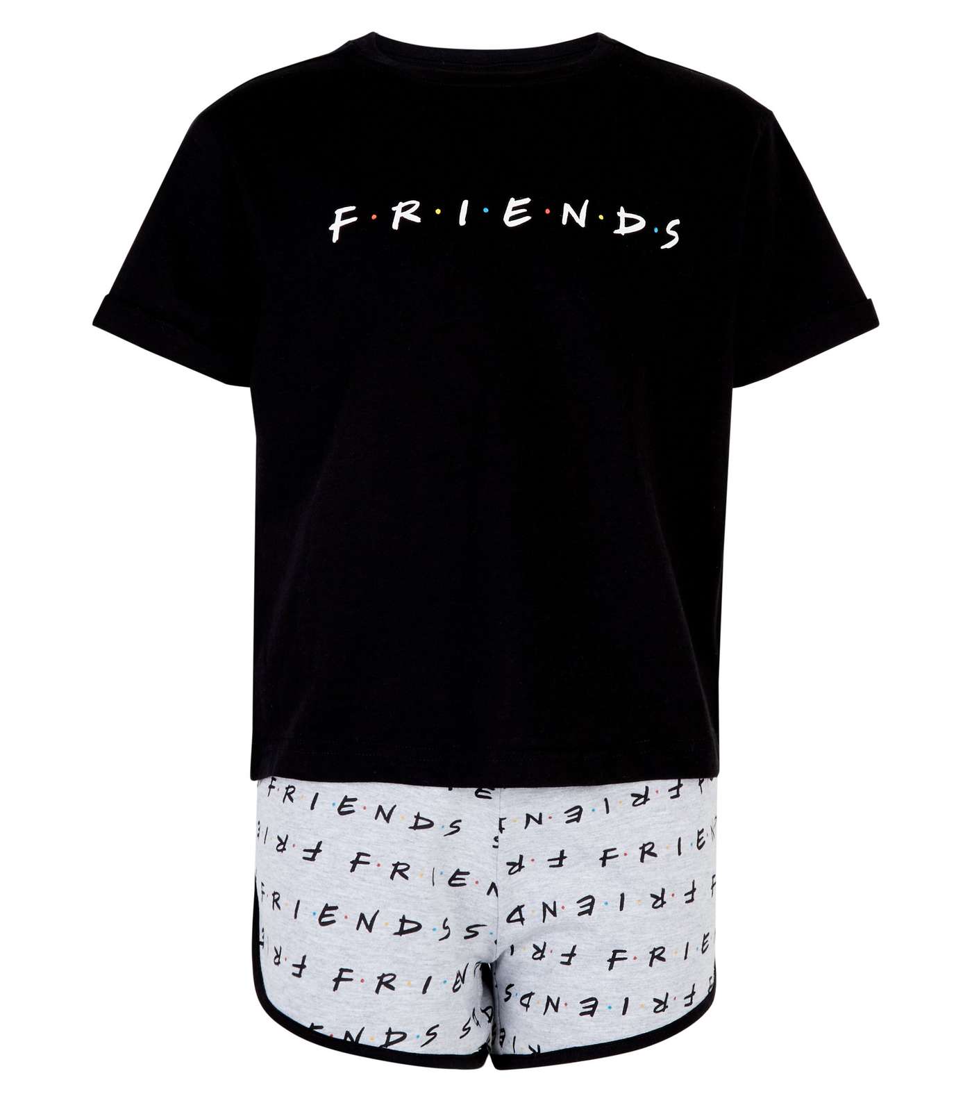 Girls Black Slogan Friends Pyjama Set  Image 4
