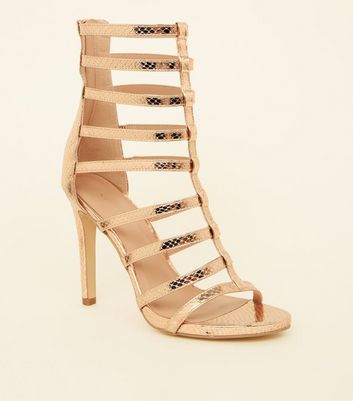 rose gold gladiator stilettos