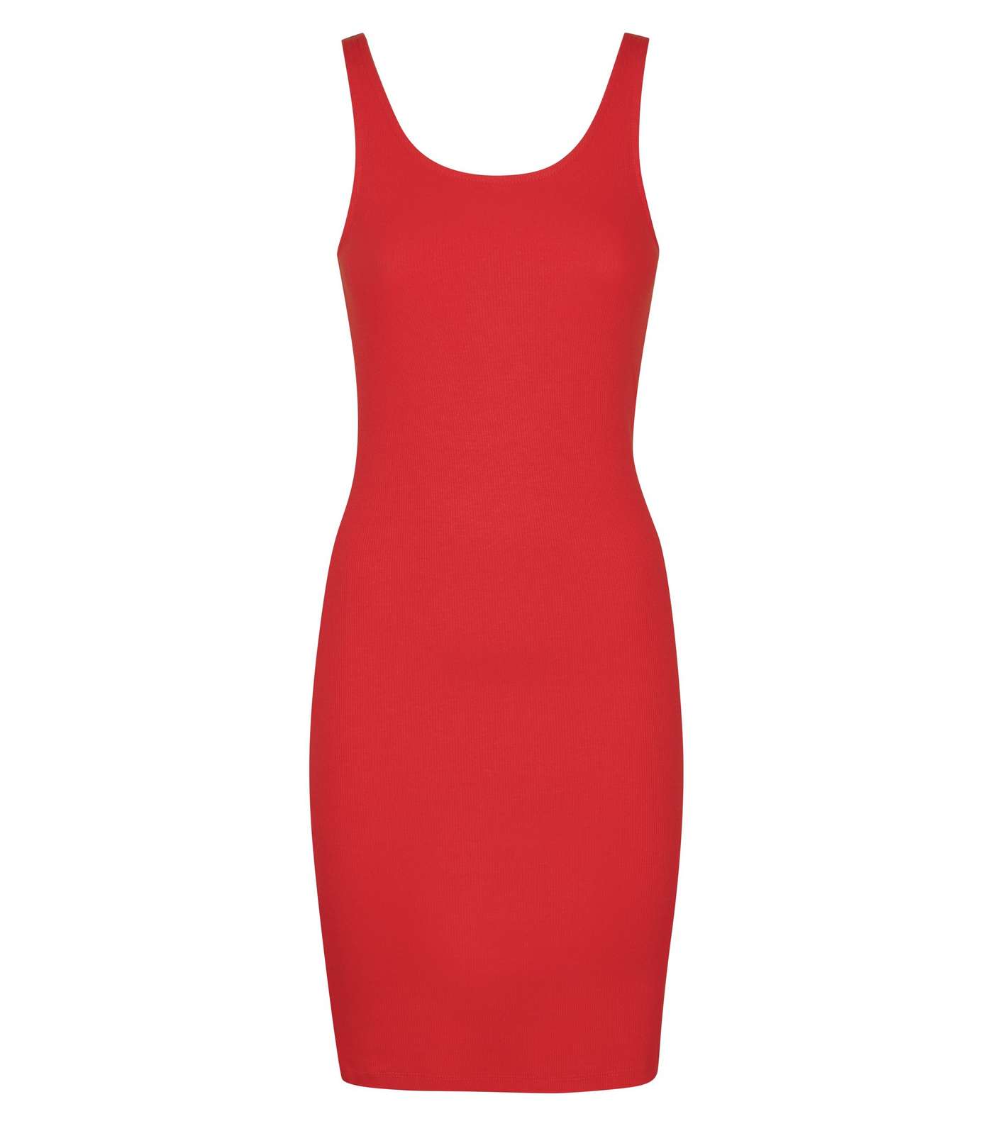 Red Rib Sleeveless Bodycon Mini Dress Image 4