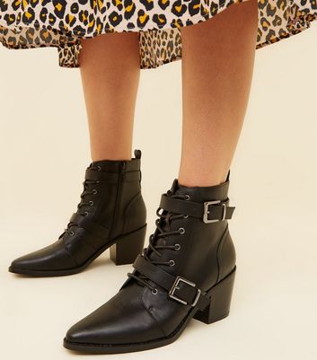 black lace up western boots