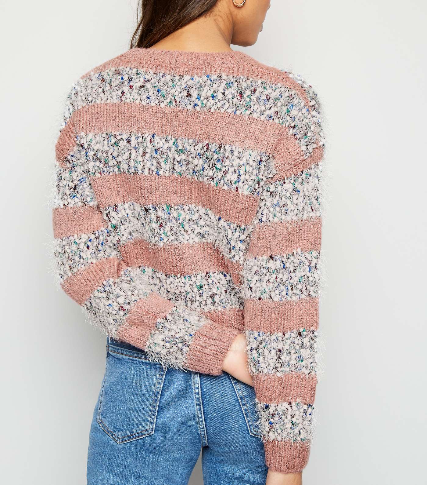 Pink Nep Stripe Knitted Jumper  Image 3