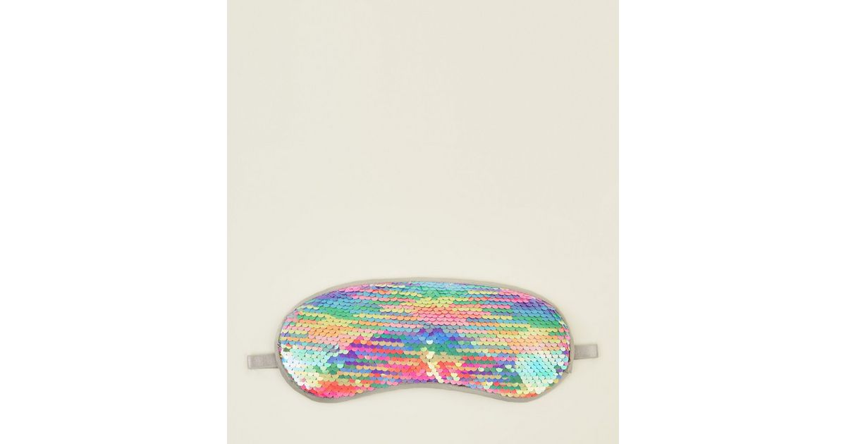 Rainbow Sequin Embellished Eye Mask New Look