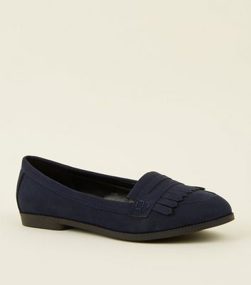 wide fit navy loafers