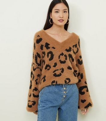 leopard print fluffy jumper