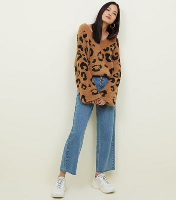 leopard print fluffy cardigan