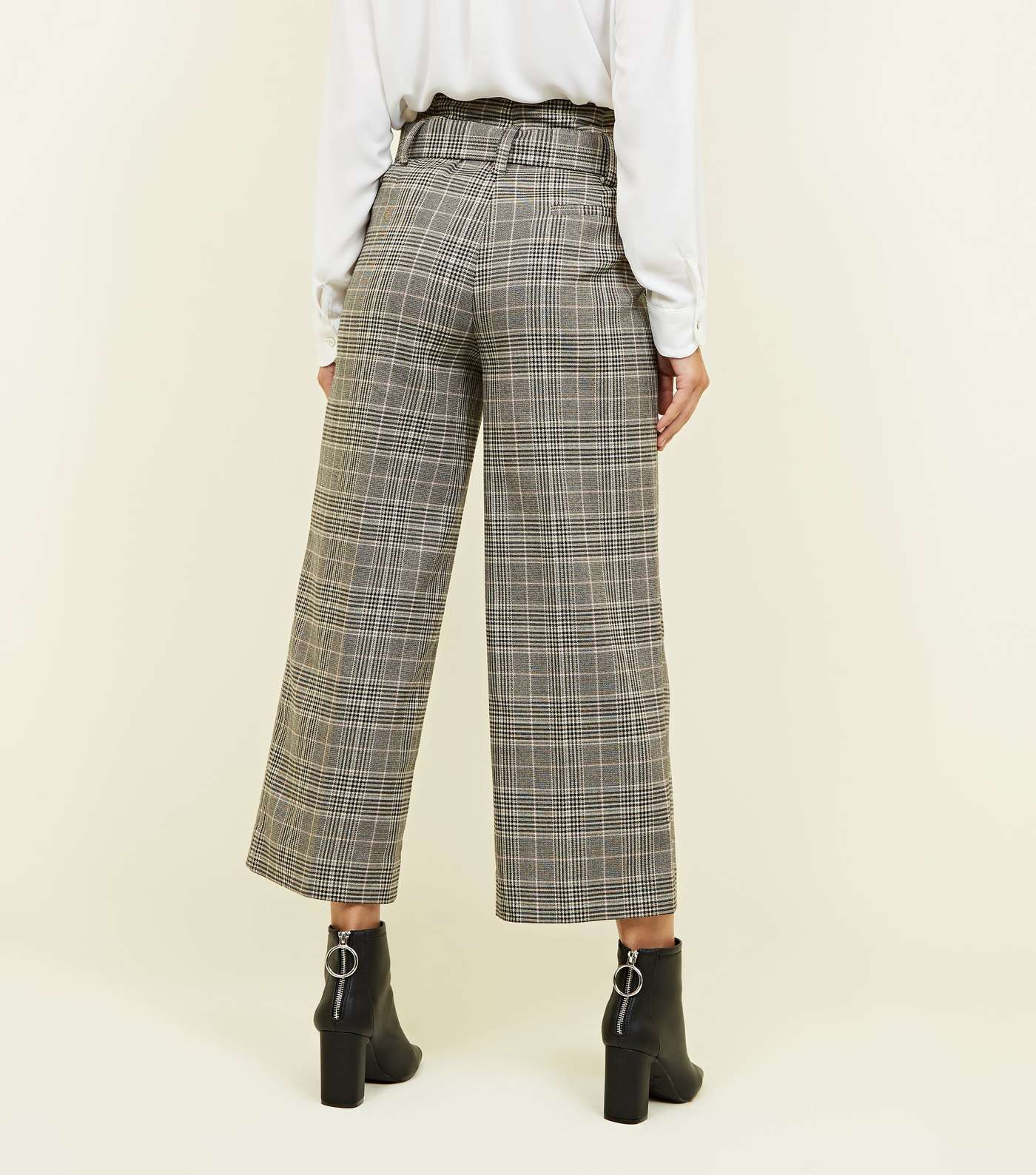 Stone Check Buckle Belt Wide Leg Trousers Image 3