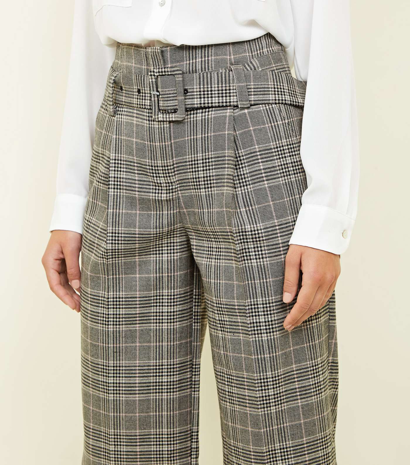 Stone Check Buckle Belt Wide Leg Trousers Image 5