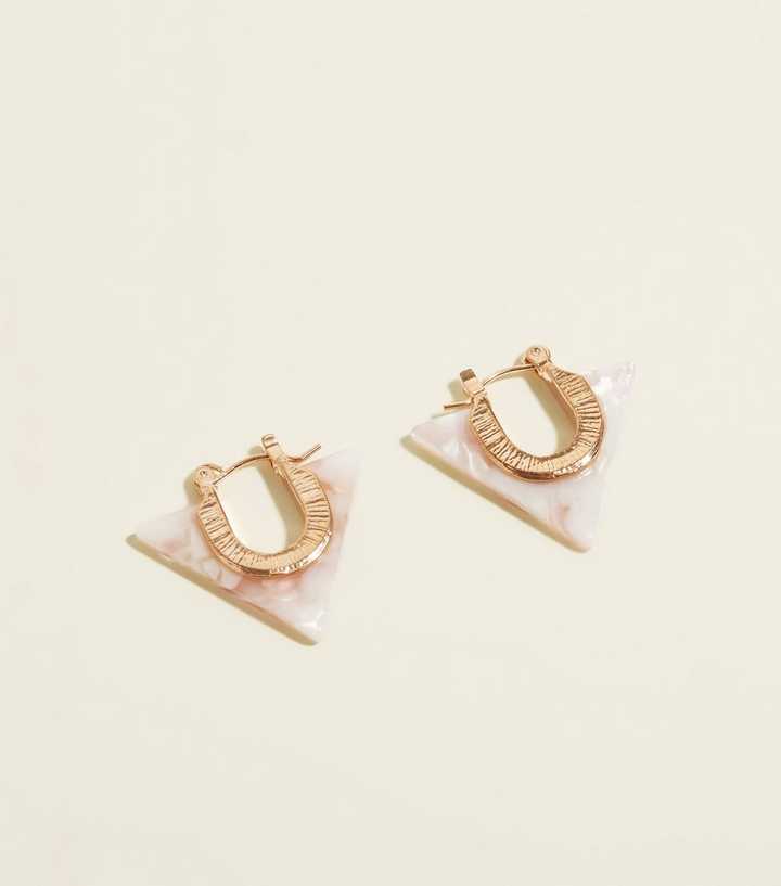 White Resin Triangle Hoop Earrings