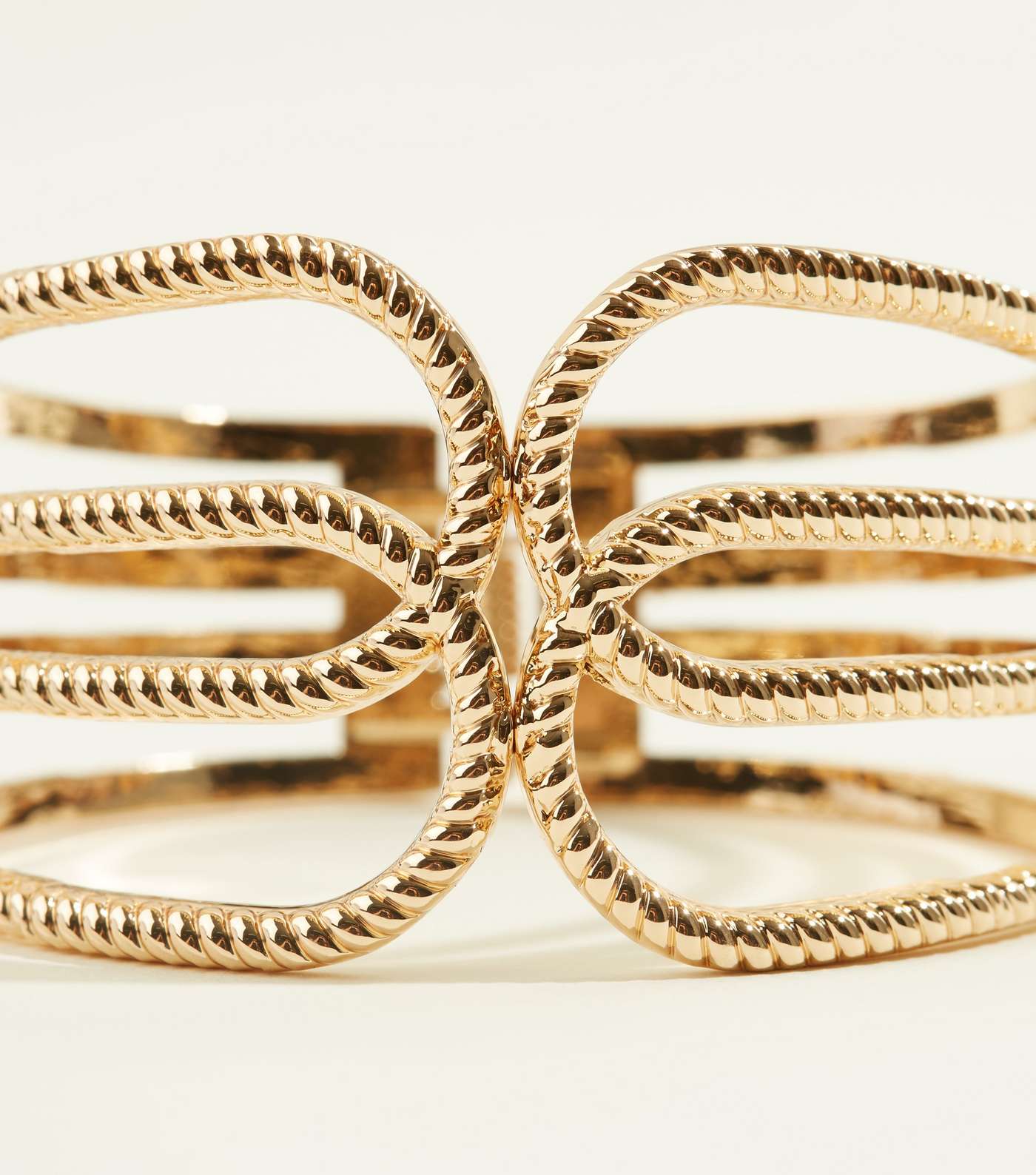 Gold Ridged Hinge Cuff Bracelet Image 2