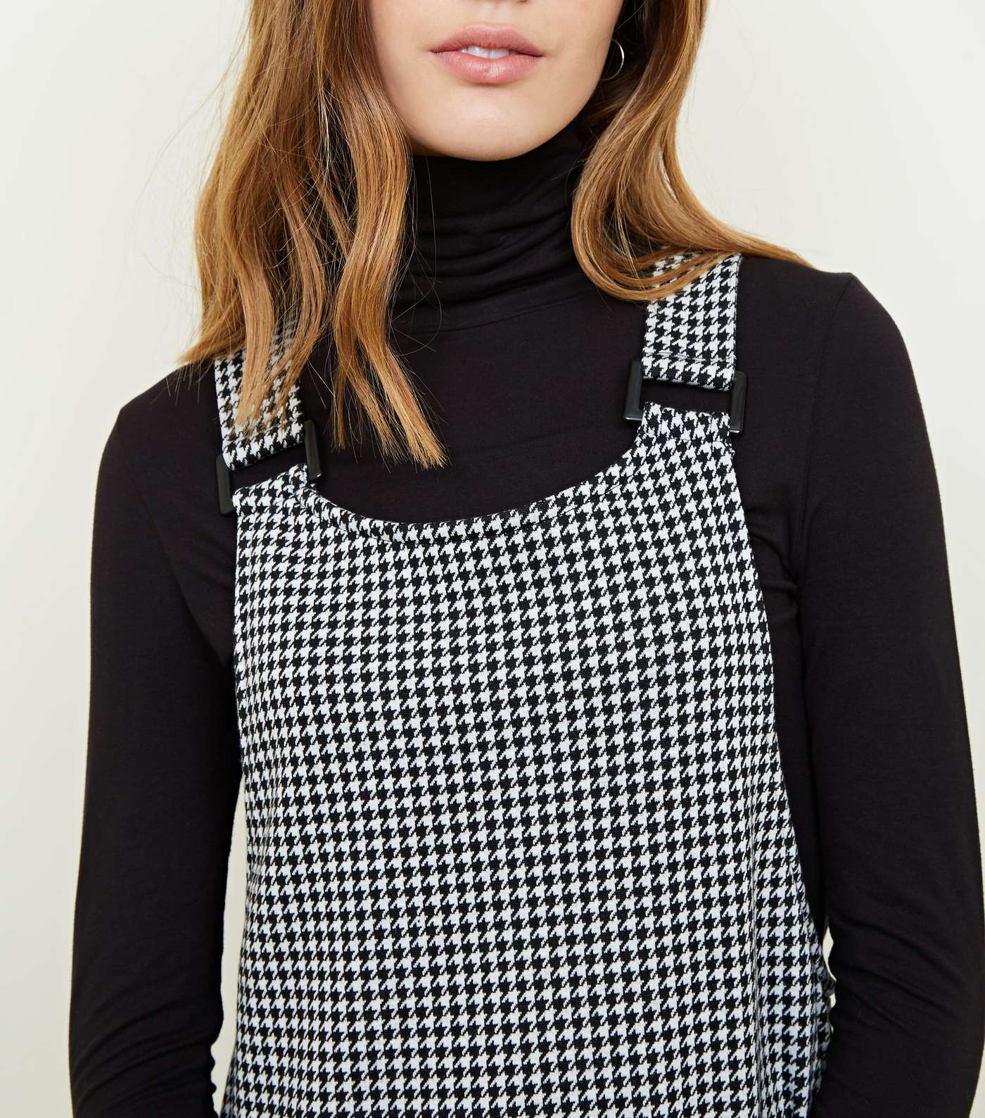 Black Houndstooth Check Jersey Pinafore Dress Image 5
