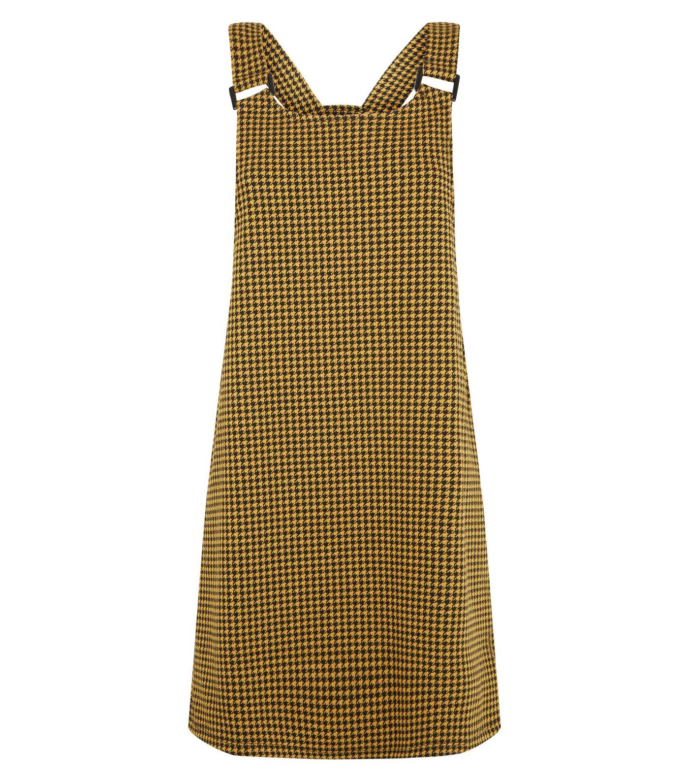 Mustard Houndstooth Check Jersey Pinafore Dress Image 4