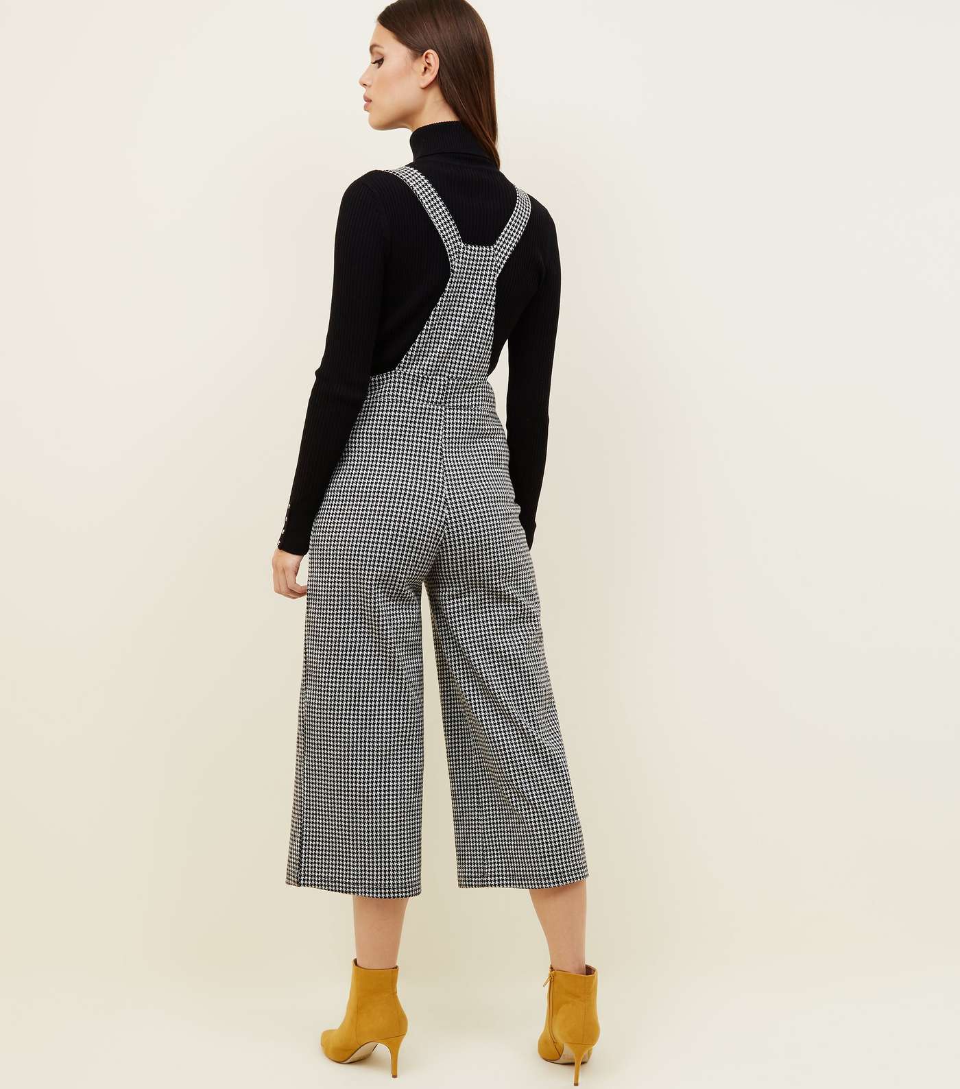 Black Houndstooth Check Jersey Dungarees Image 3