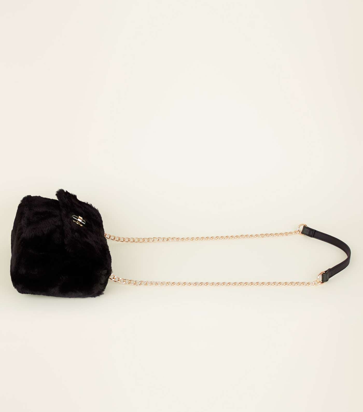 Black Faux Fur Cross Body Bag  Image 3