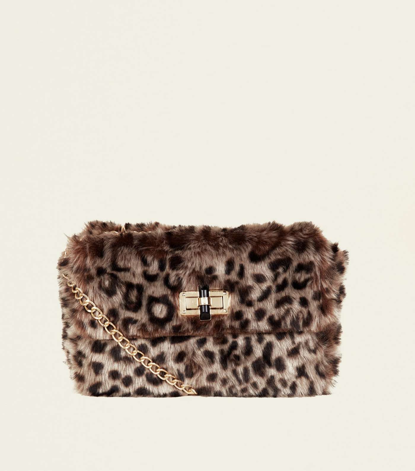 Brown Leopard Print Faux Fur Cross Body Bag 