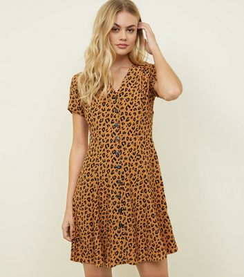 leopard print button up dress