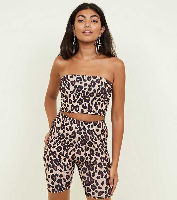 Brown Leopard Print Bandeau Top