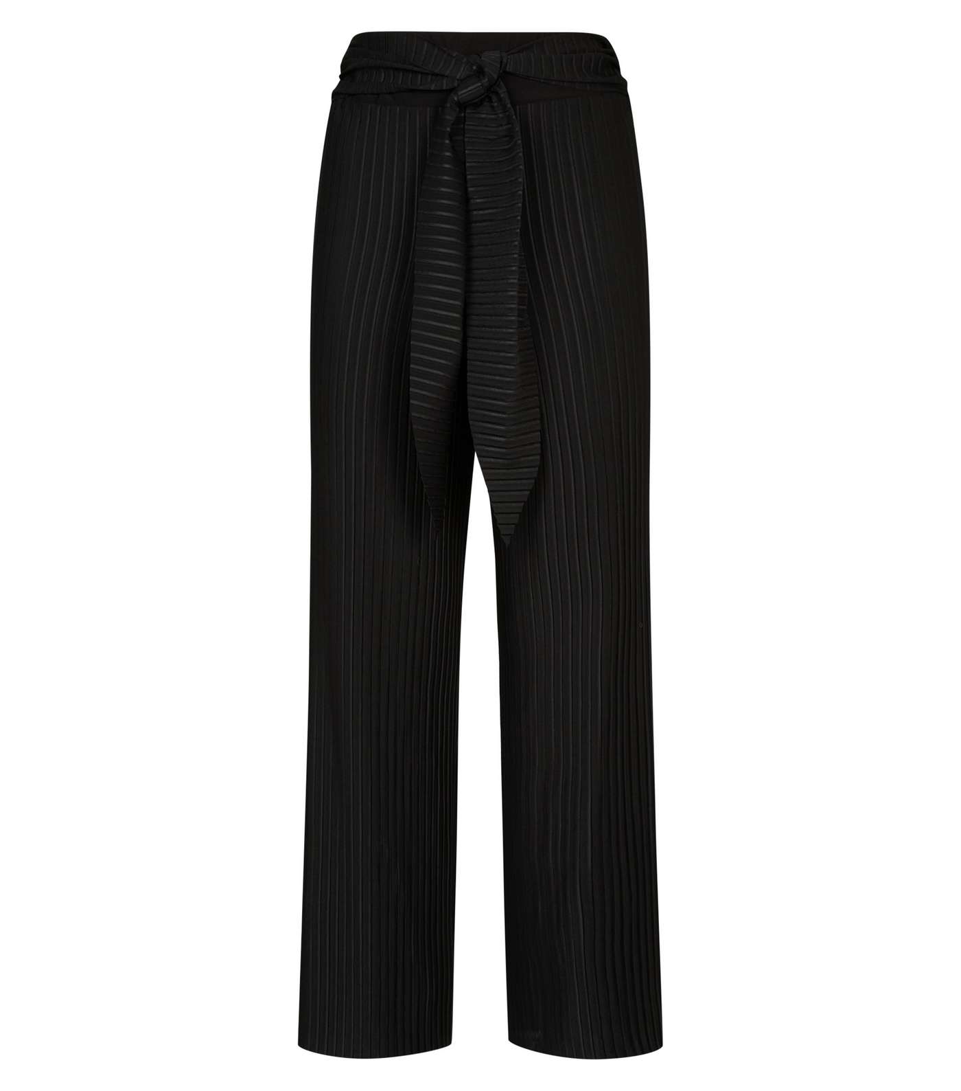 Black Pleated Tie Waist Trousers Image 4