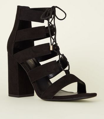 lace up block sandals