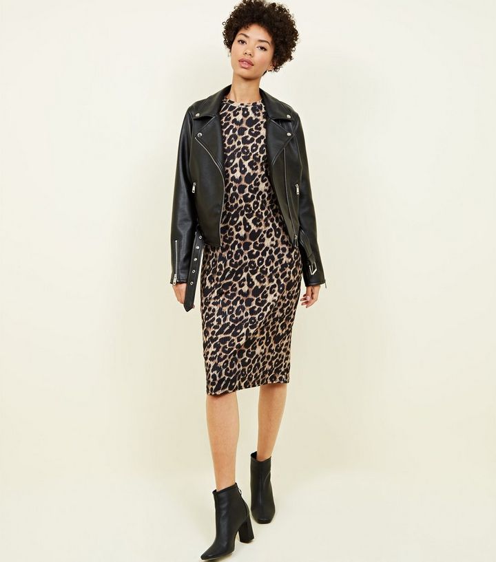 Brown Leopard Print Long Sleeve Midi Dress Add To Saved Items Remove From