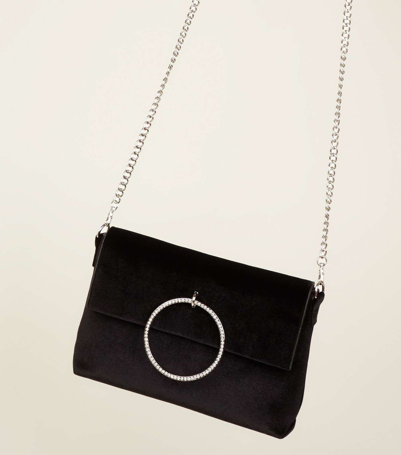 Black Velvet Diamanté Ring Shoulder Bag  Image 4