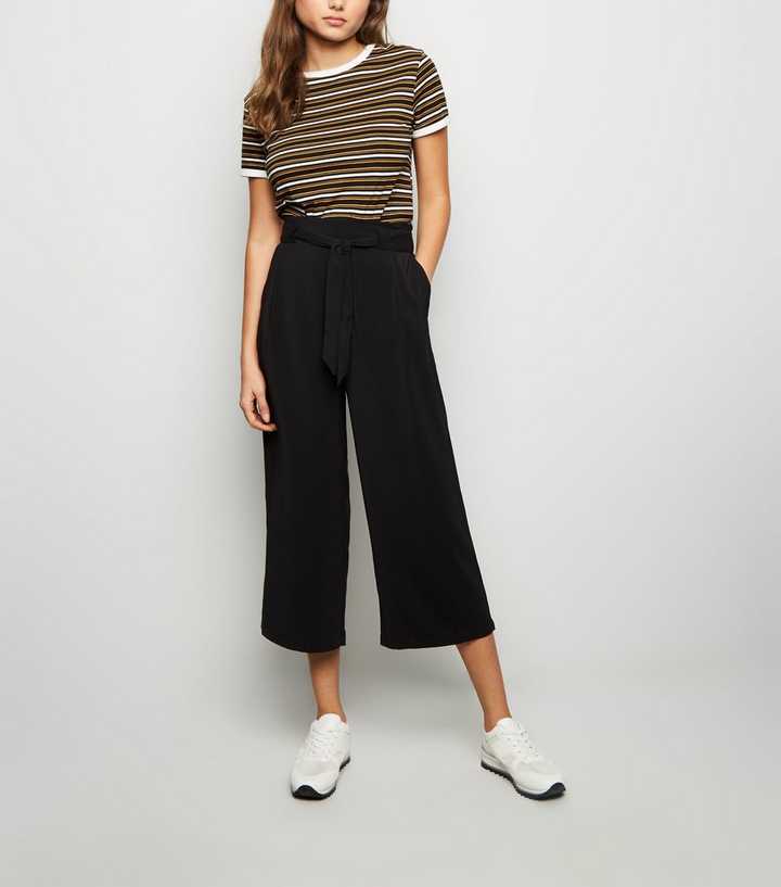 Black Tie Waist Crop Trousers