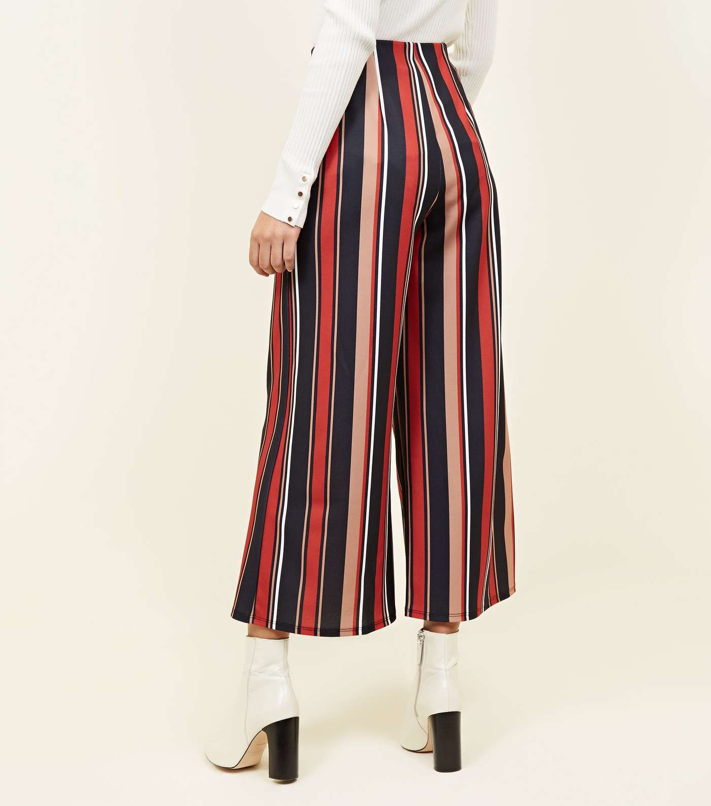 Black and Rust Stripe Scuba Cropped Trousers Image 2