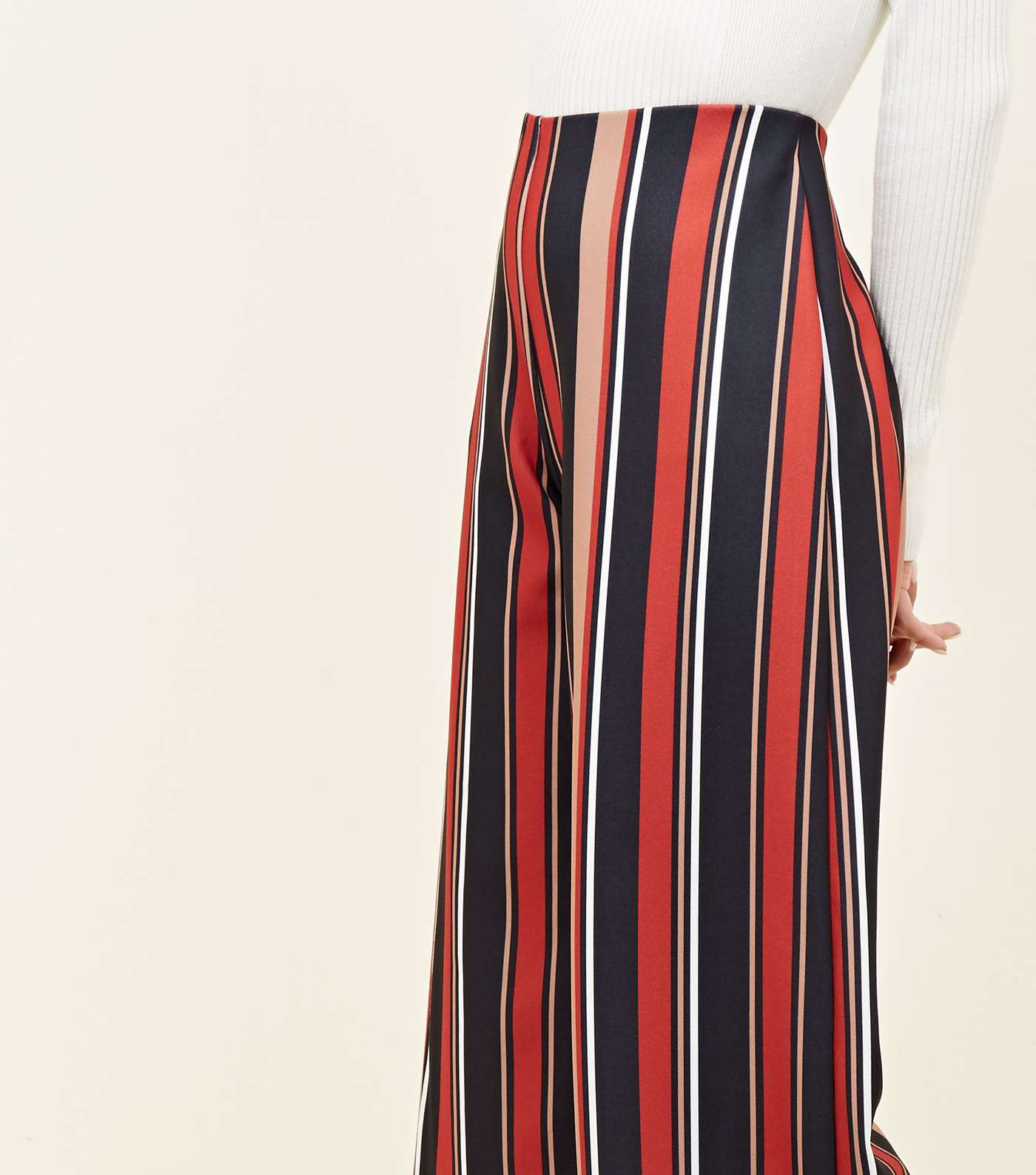Black and Rust Stripe Scuba Cropped Trousers Image 4