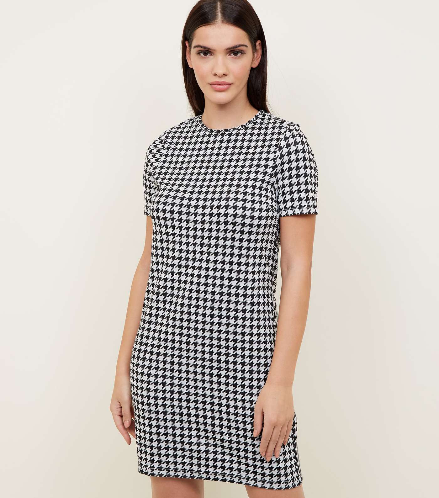 Black Houndstooth Check Tunic Dress