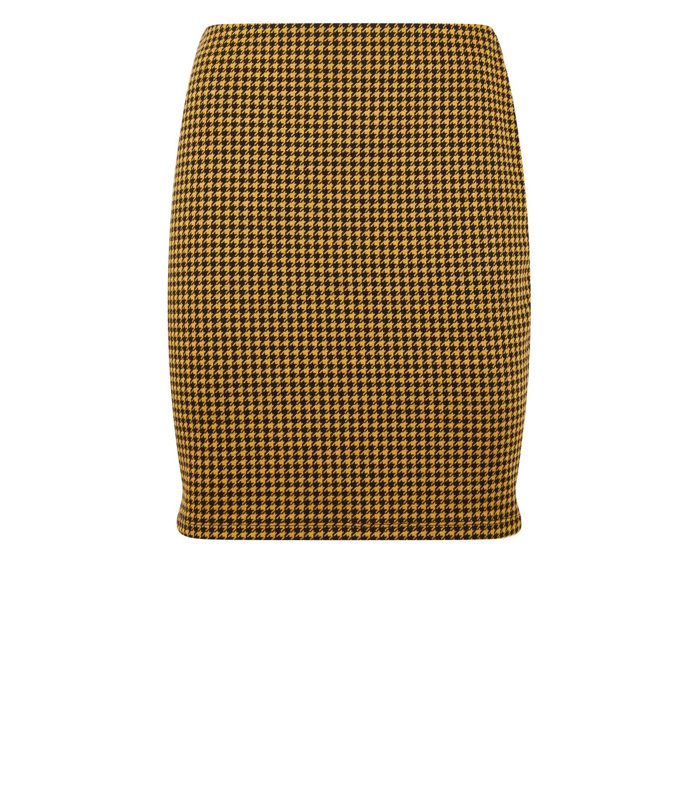 Yellow Houndstooth Printed Tube Mini Skirt Image 4