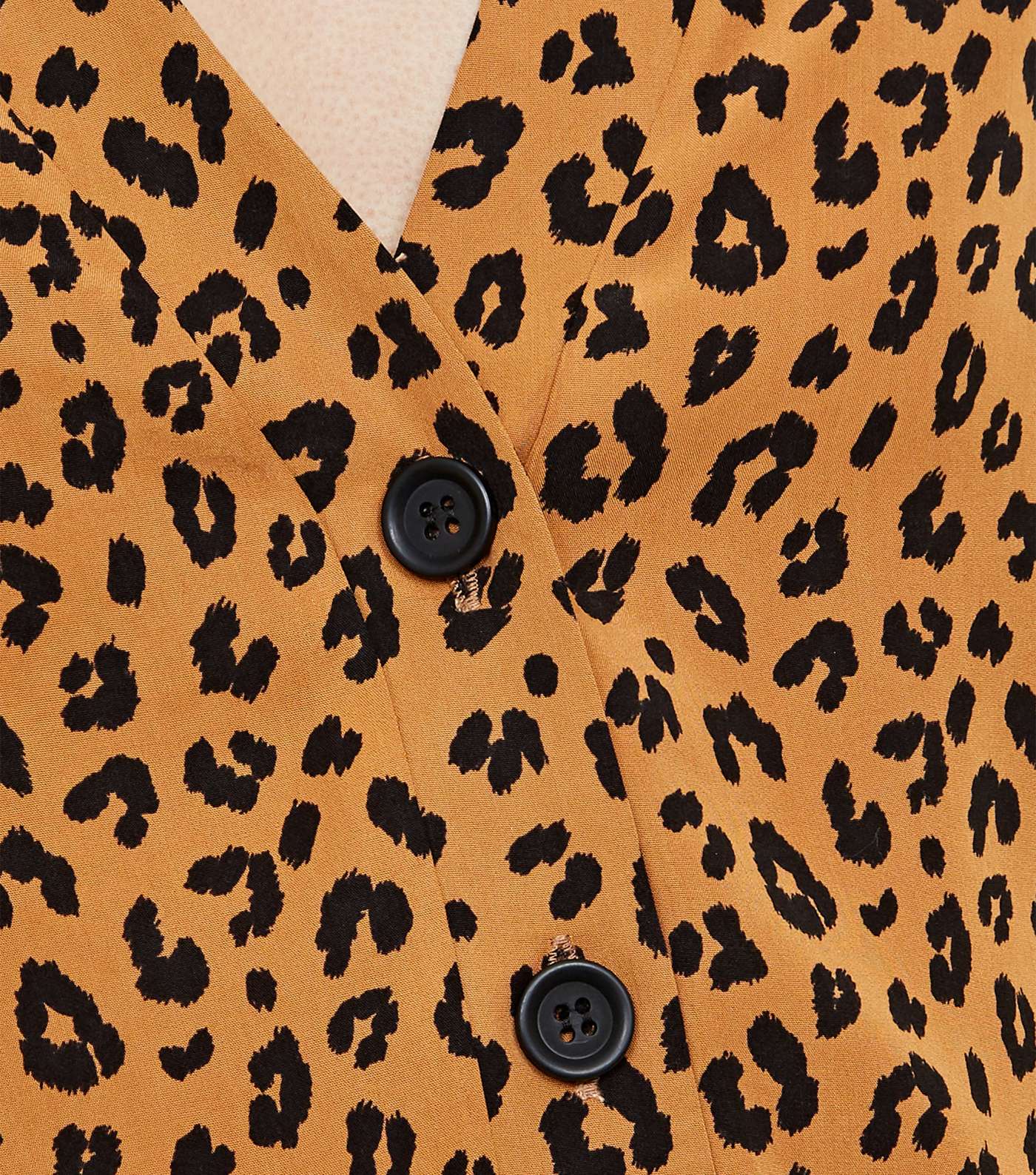 Brown Leopard Print Long Sleeve V-Neck Shirt Image 5