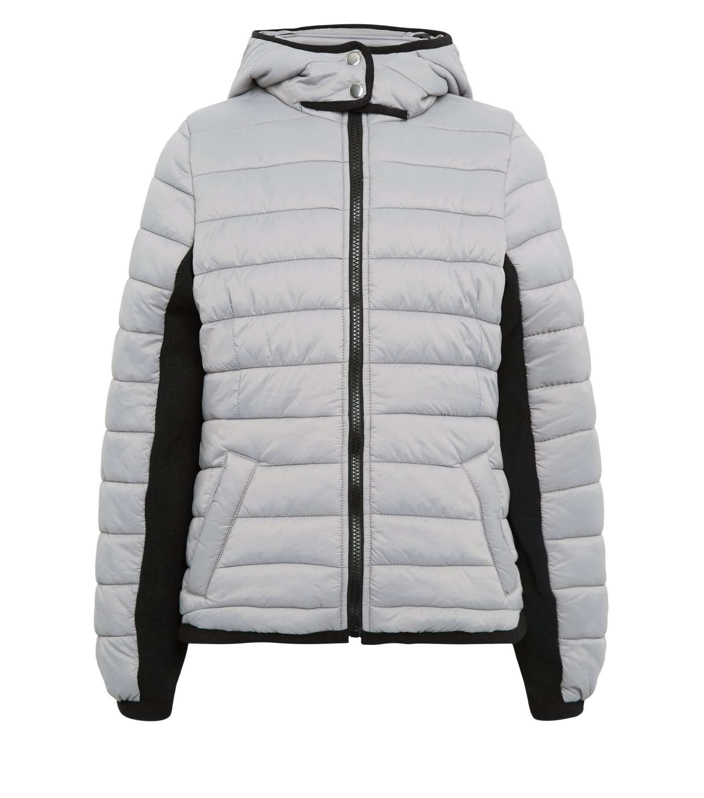 Girls Grey Piped Contrast Puffer Jacket  Image 4