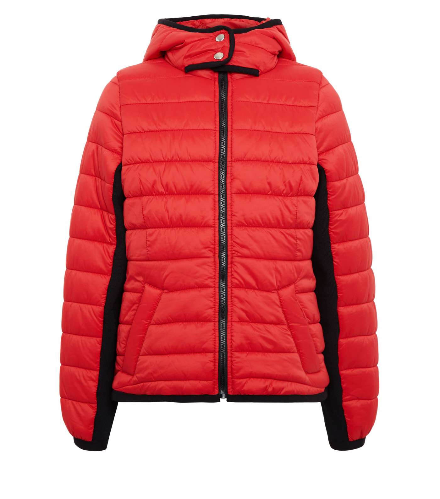 Girls Red Piped Contrast Puffer Jacket  Image 4