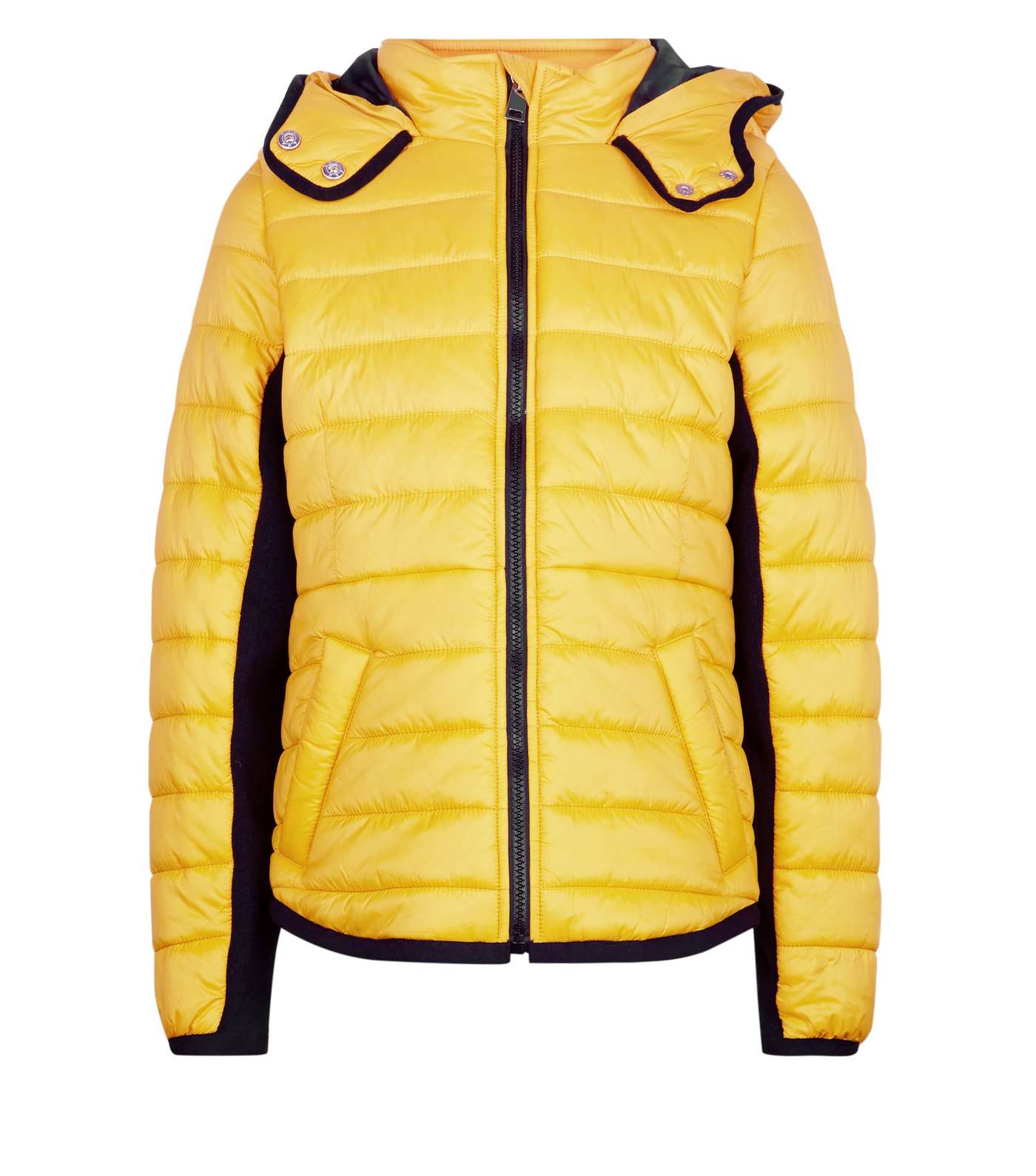 Girls Mustard Piped Contrast Puffer Jacket  Image 4