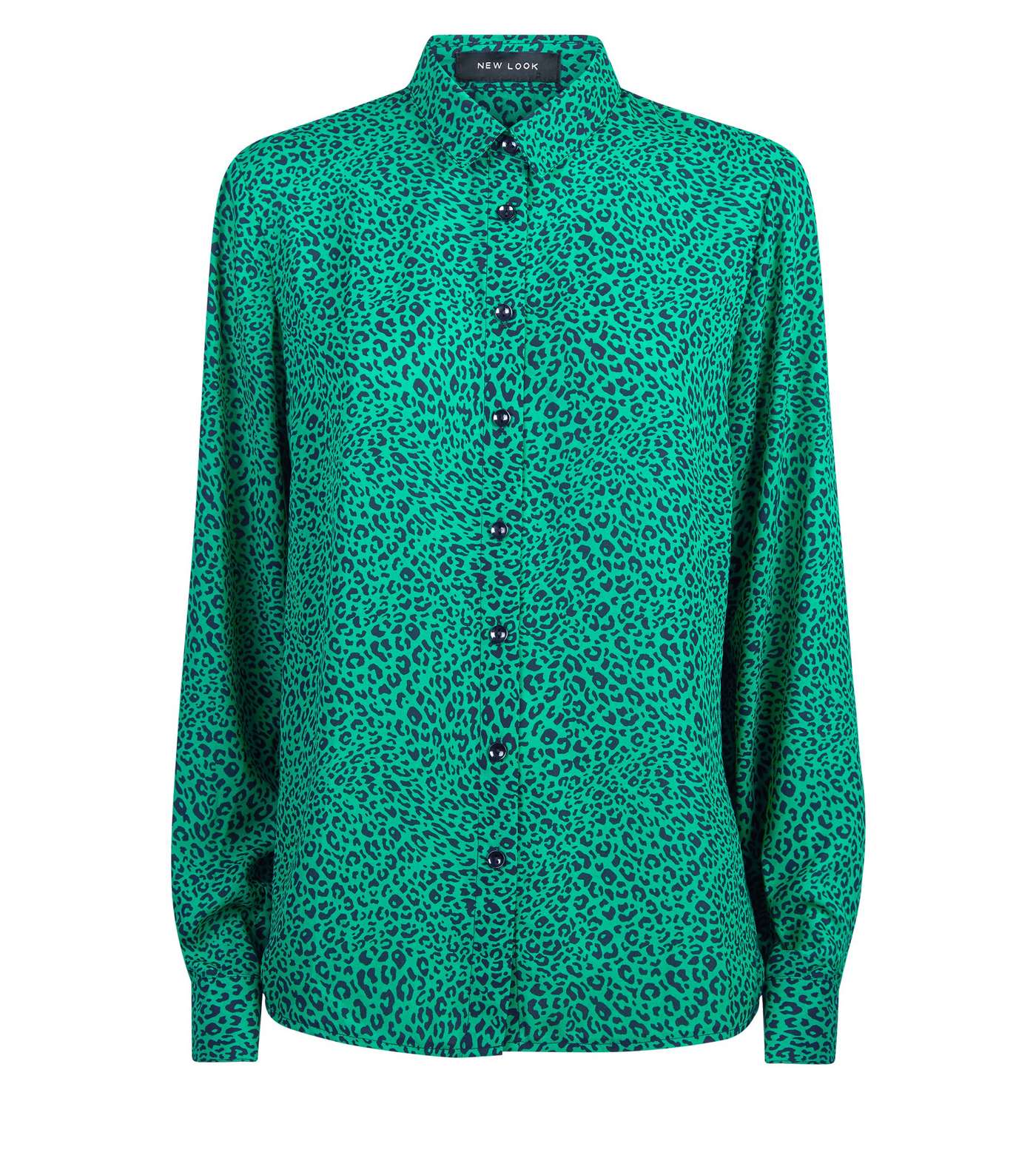 Green Leopard Print Long Sleeve Shirt Image 4