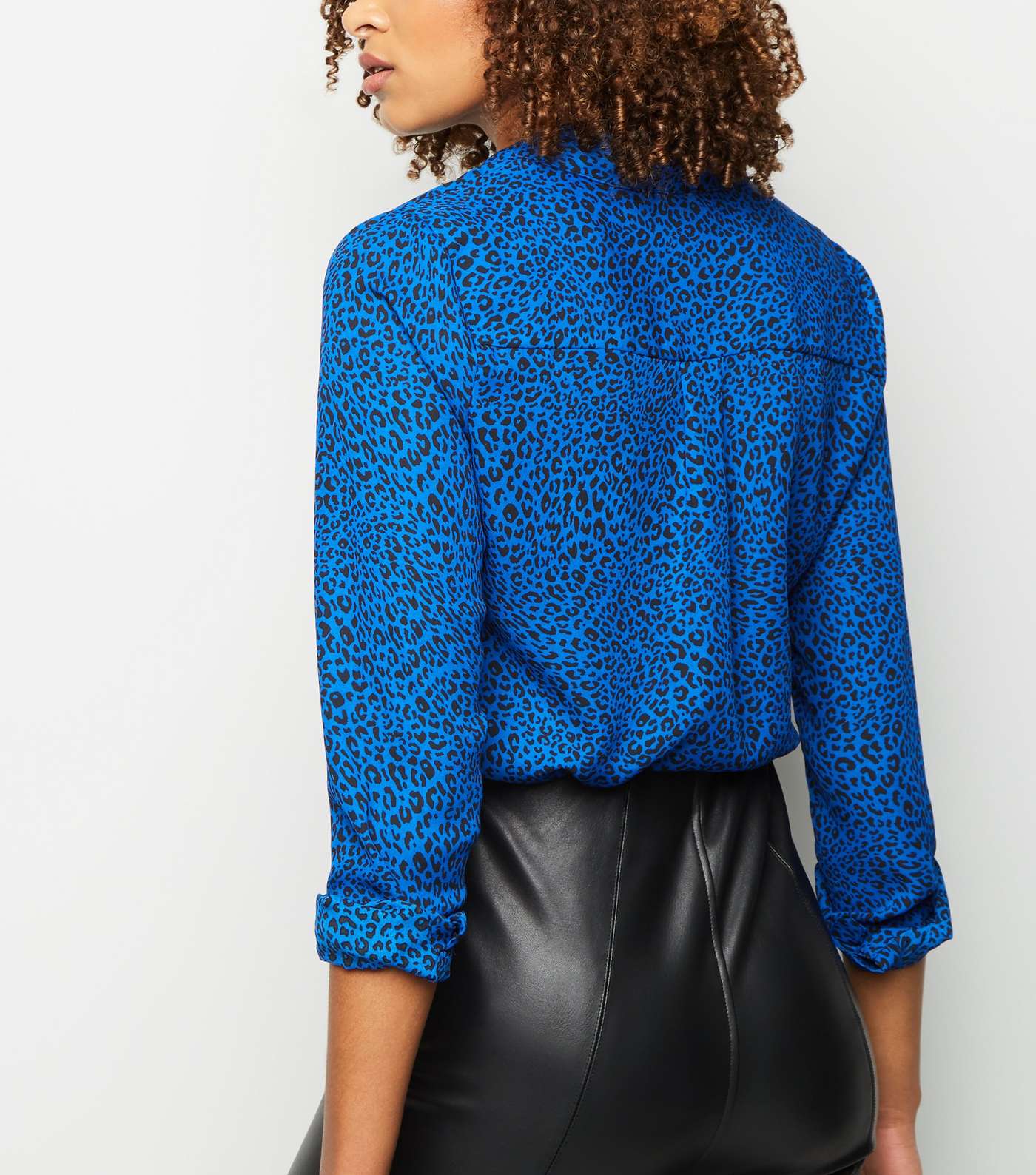 Blue Leopard Print Long Sleeve Shirt Image 3