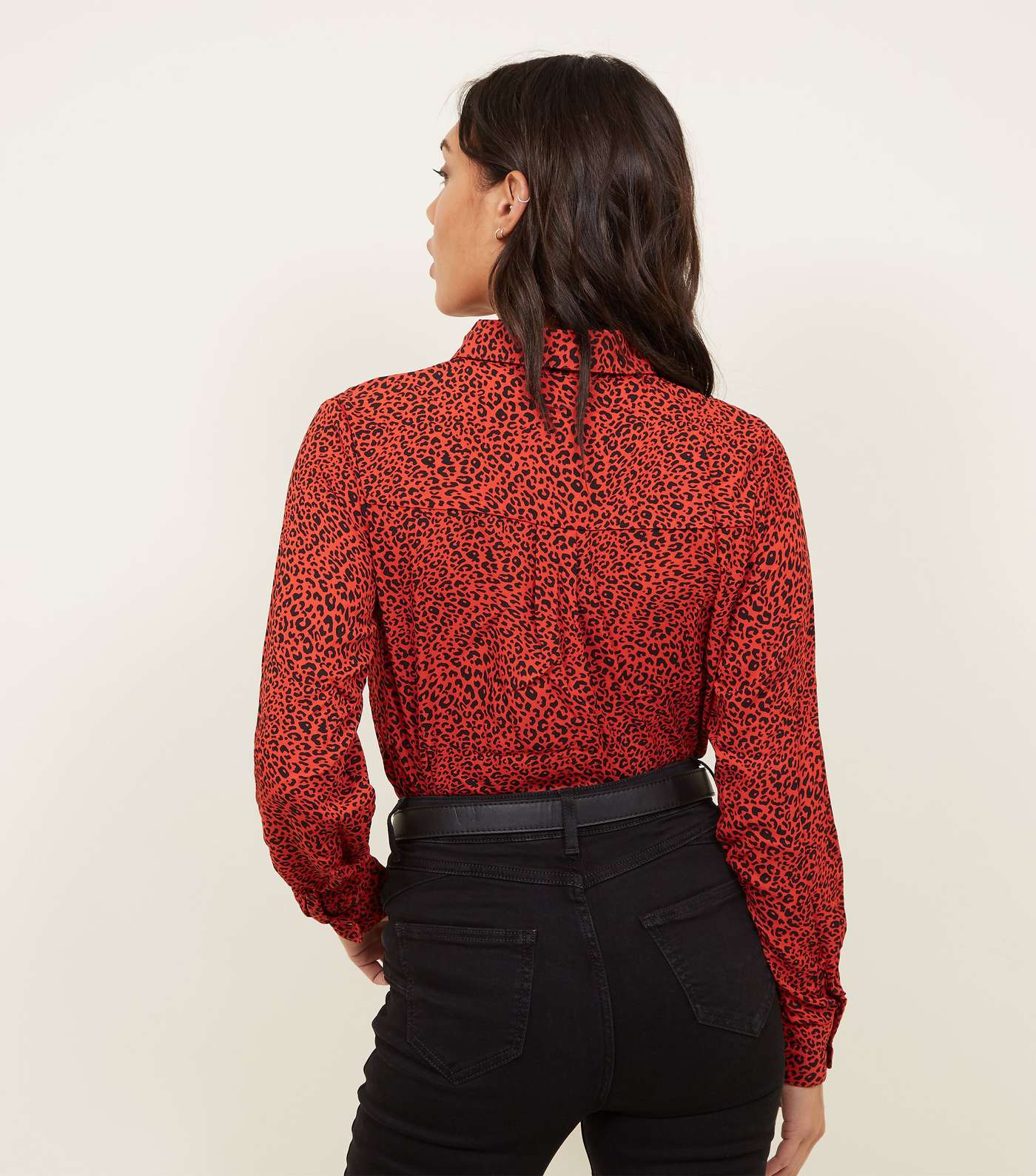 Red Leopard Print Long Sleeve Shirt Image 3