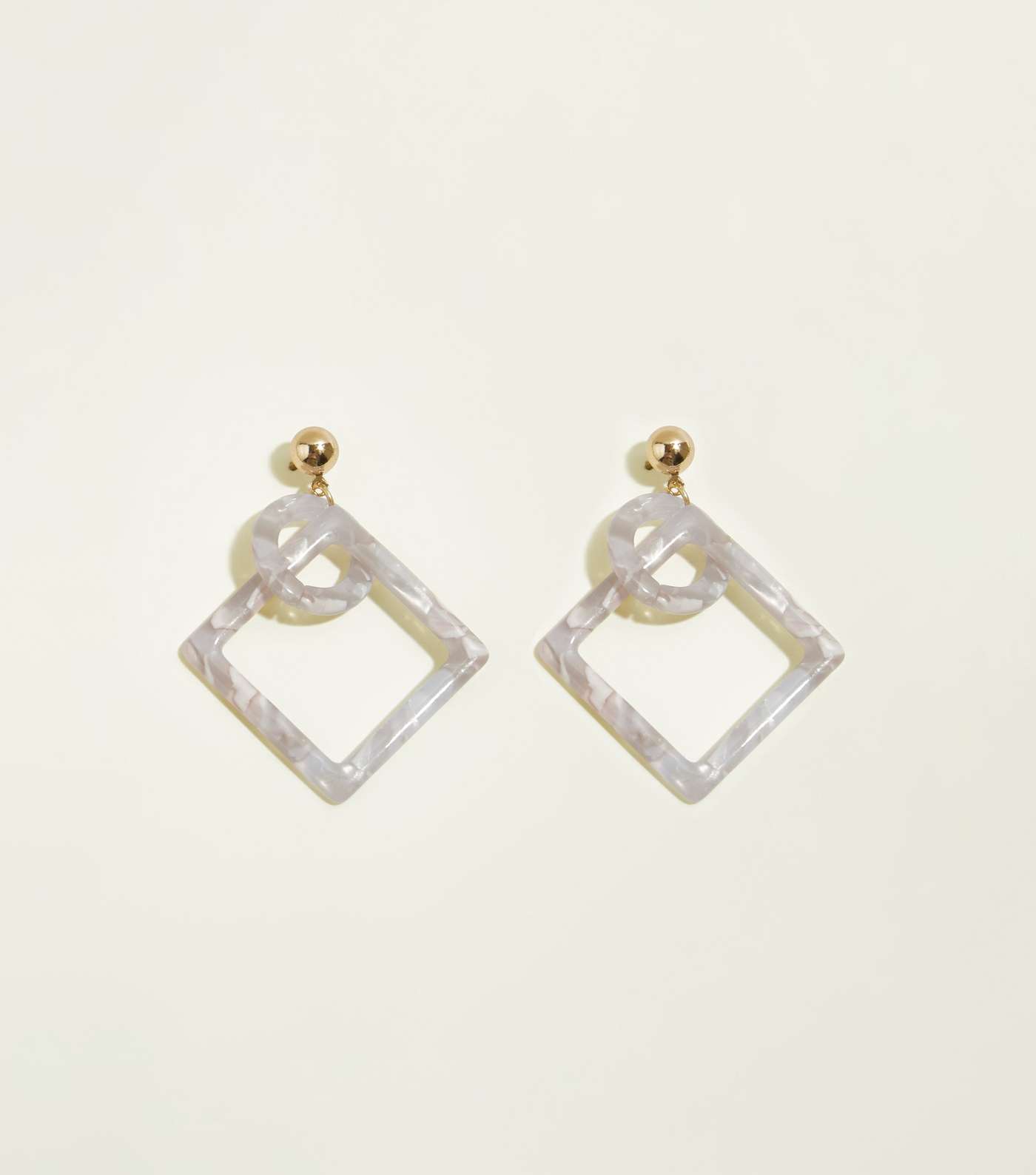 Lilac Resin Drop Geometric Shaped Earrings