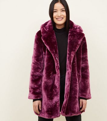 dark purple faux fur coat