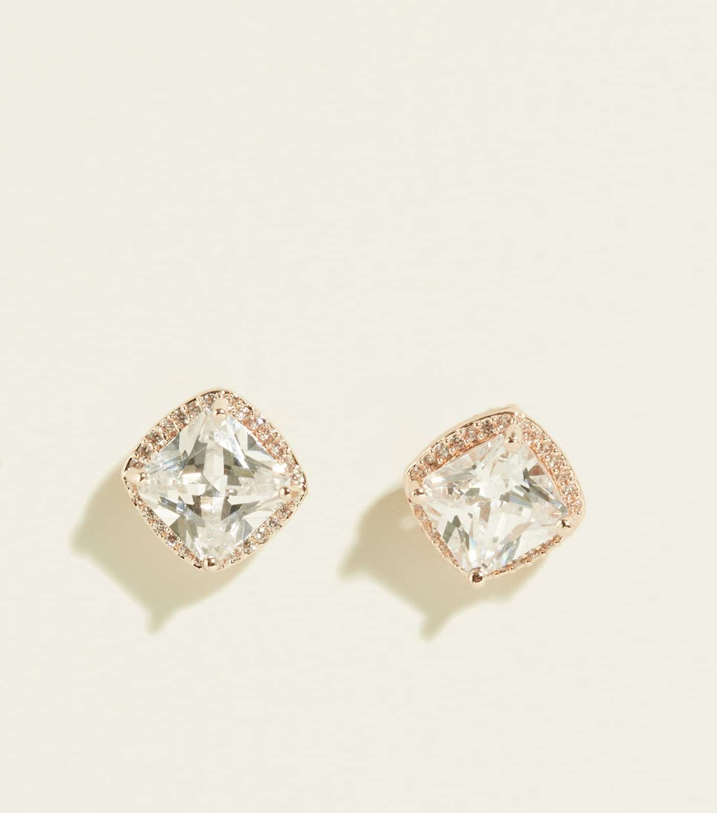 Rose Gold Cubic Zirconia Chunky Stud Earrings