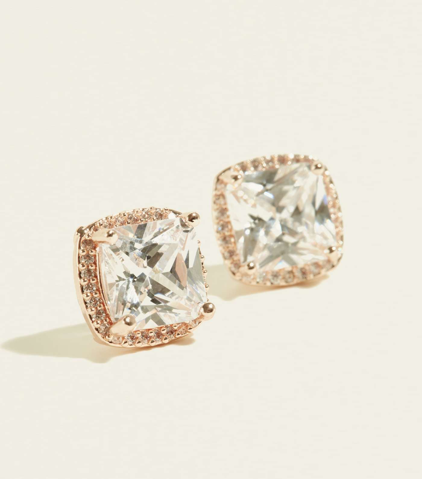 Rose Gold Cubic Zirconia Chunky Stud Earrings Image 3